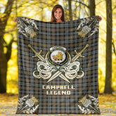 Campbell Argyll Weathered Tartan Gold Courage Symbol Blanket